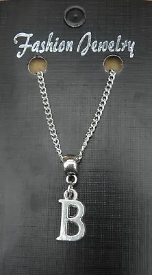 £3.49 • Buy Alphabet Letter B Pendant Necklace 18  Or 24 Inch Chain Name Initial Charm