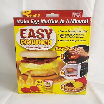 NEW Easy Eggwich Microwave Egg Cooker (Set Of 2) W/ Gourmet Recipe Guide (Red) • $12.49