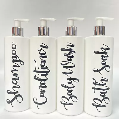 Mrs Hinch Personalised Bathroom 500ml White Lotion Pump Bottles Shampoo Set Blk • £8