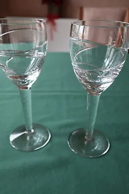 2 Waterford Crystal  Aura  Wine Glasses By Jasper Conran Unused 21.5cm Tall • £120