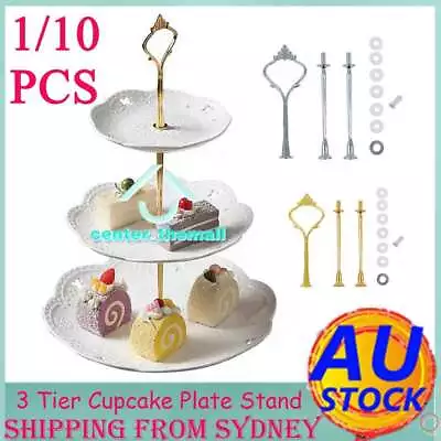 1/10x 3Tier Cake Cupcake Plate Gold Stand Rack Fittings Handle Rod Wedding Party • $8.97