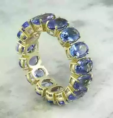 Lab Created Tanzanite 5Ct Oval Women's Eternity Band Ring 925 Sterling Silver • $103.99