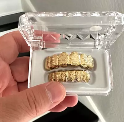 Real Custom Solid 14K Gold Plated Mouth Teeth Diamond Dust Grillz Set + Mold Kit • $17.99