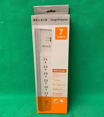 Belkin 7 Outlets Slim Design 6 Ft. 1.8m Cord Surge Protector - NEW • $10.99