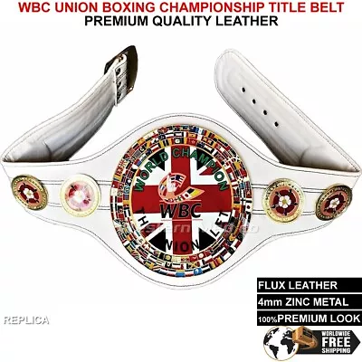 NEW WBC Union Boxing Championship Replica Title Belt Adult Size Leather 4mm Zinc • $127.89