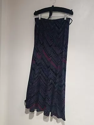 Beautiful Per Una M&S Velvet Long Tiered Skirt Purple Black Lined Size 12  • £13