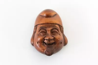 Netsuke Japanese Wood Carved Figure Japanese Lucky God Daikokuten Ebisu (A58) • £57.85