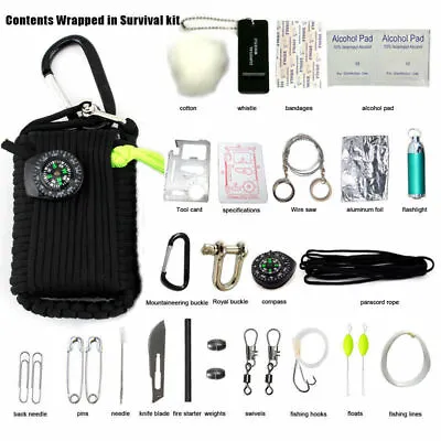 29 In 1 Emergency Camping Survival Kit Outdoor Tactical 550 EDC Gear Tool Bags • $15.99