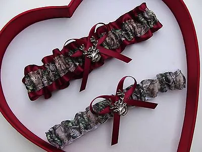 NEW Mossy Oak Camouflage Camo Burgundy Wedding Garter Prom * Hunter Chick Deer   • $13.46