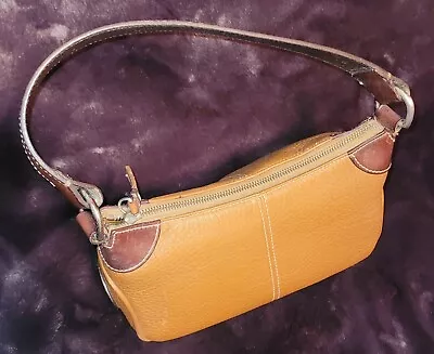 Dooney & Bourke Leather Hobo Bag ~ Caramel & Dark Brown ~ Purse Size: 6  X 11.5  • $21