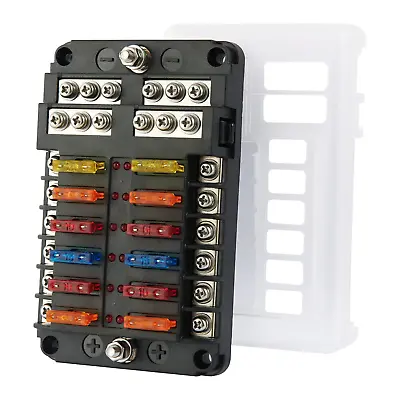 Marine Fuse Block 12V Fuse Box With LED Warning Indicator Damp-Proof Cover 12 C • $28.13