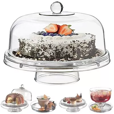 Multi Functional 6in1 Clear Cake Stand Dome Platter Dip Server Punch Salad Bowl • £15.99