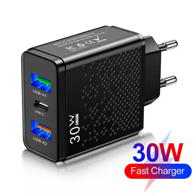 £4.79 • Buy 3 Port PD Plug 30W USB-A Type C Fast Wall Charger Adapter For IPhone 14 Pro Max