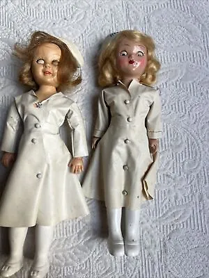 2 Miss Curity Nurse Doll 1950s Sleepy Eyes Hard Plastic Frozen Leg  #DN • $22.99