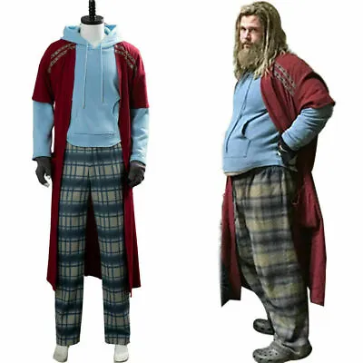 Avengers 4 Endgame Cosplay Fat Thor Costume Outfit Full Set Cape Pants Hoodie • £64.30