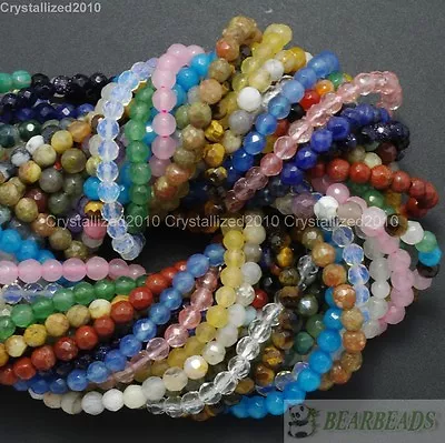 Natural Gemstones 3.5mm ~ 4mm ~ 4.5mm Faceted Round Beads 15  ~ 16  Pick Stone • $4.02