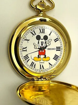 Seiko Men's Mickey Mouse Not Working V701-ob99 Quartz Pocket Watch Case Sfwn60 • $150