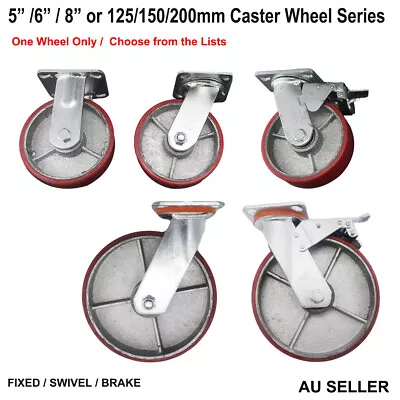 1x Heavy Duty Caster Wheel Castor Wheel 4/5/6/8  Swivel /Brake /Fixed Metal • $42.49