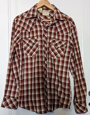 Rocking K Ranchwear Vintage Sz Medium Plaid Long Sleeve Men's Snap Western Shirt • $24.49