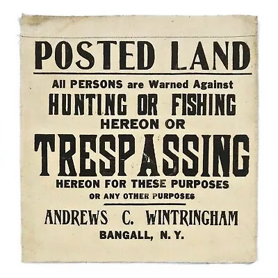 Antique Posted Land No Trespassing Bangall NY Screen Printed Canvas Sign • $20
