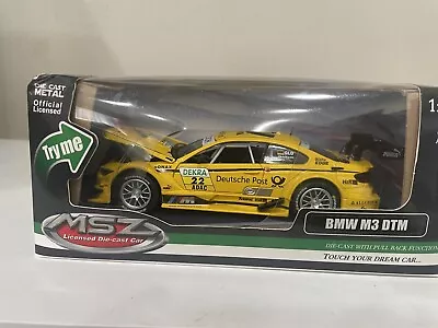 BMW M3 DTM 1:32 Die Cast Car Metal Speed Zone Pull Back Function Yellow. • $8.95