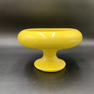 Vintage Royal Haeger Canary Gloss Yellow Florine Pedestal Footed Planter Round • $18