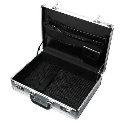 Aluminum Frame Hard Case Tablet Document Mens Briefcase Silver Equipment Toolbox • $70.66