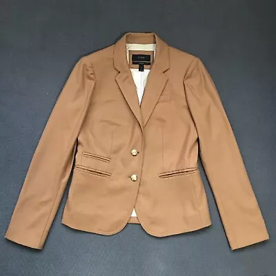 J. Crew Schoolboy Blazer 100% Wool Tan Camel Beige Gold Buttons Size 0 • $60