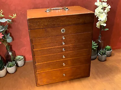 £375 • Buy Collectors Table Top Chest Cabinet Drawers Stationay Case Artists Box With Key