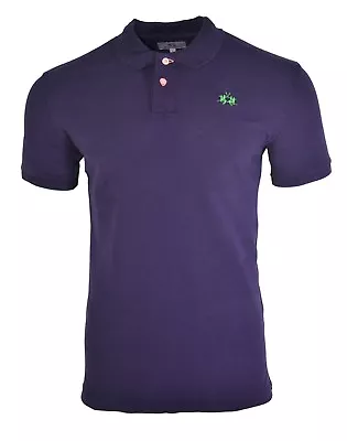 La Martina Basicos Polo Shirt Purple & Green Embroidered Chest Logo Slim Fit • $36.98