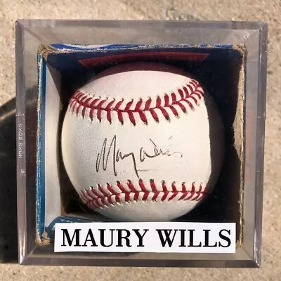 LA Dodgers Legend Maury Wills Signed Vtg 1985 Rawlings Baseball W Case • $39.95