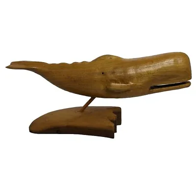 Vintage Hand Carved Wooden Whale Figure Statue Fish Nautical Sea Ocean Coastal • $48.97