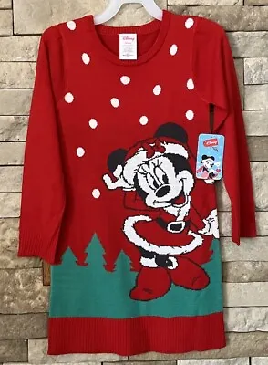 Disney Minnie Mouse Christmas Sweater Long Sleeves Girls S (6-6X) ~ Red ~ NEW • $14