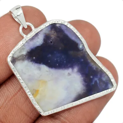 Natural Violet Flame Opal Slice - Mexico 925 Silver Pendant Jewelry CP33470 • $15.99