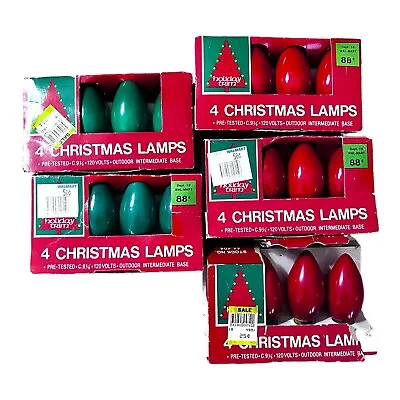 Vintage C9 Red Green Christmas Lights Bulbs Outdoor 20 Bulbs • $18