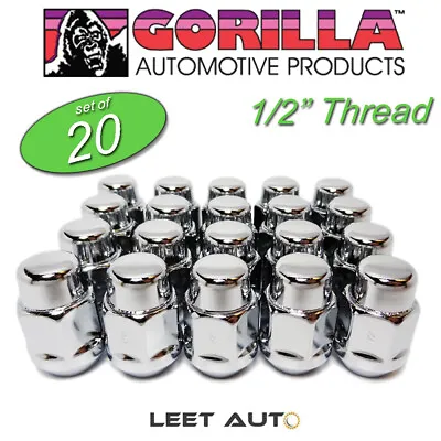 (20) Gorilla Lug Nuts 1/2  Thread Bulge Acorn Chrome 13/16  Hex 21mm 91188 • $27.84