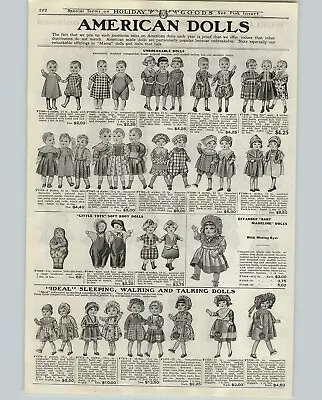 1922 PAPER AD 3 PG American Dolls Effanbee Baby Madeline Ideal Nelke K&K Hendren • $24.97