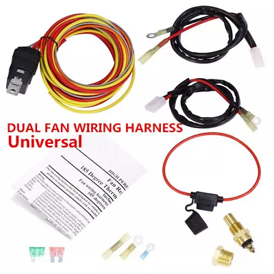 165-185° 40 Amp 12V Dual Electric Cooling Fan Wiring Relay Sensor Kit Thermostat • $26.96