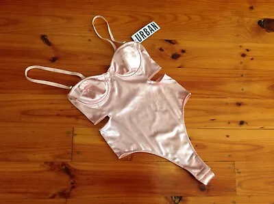 $26 • Buy OnSaleDownFrom$39💕NWT Urban Outfitters Satin Cut Out Corset Bodysuit Pink SizeS