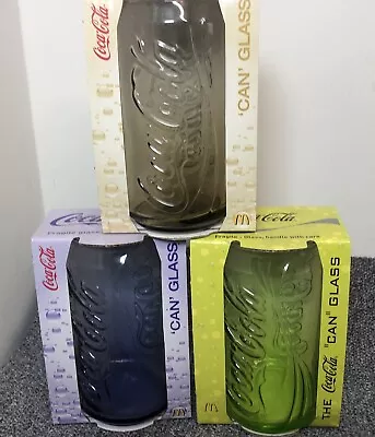 Mc.DONALDS COCA COLA CAN SHAPED Glasses 2008 2009 BOXED New Purple Green Smokey • £21.99