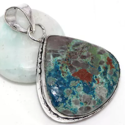 Quantum Quatrro 925 Silver Plated Gemstone Pendant 1.5  Chunky Jewelry GW • $2.99