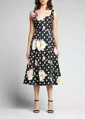 NWT MARCHESA NOTTE Polka Dot-Printed Floral Mikado Dress U.S. 8 MSRP:$695 • $329