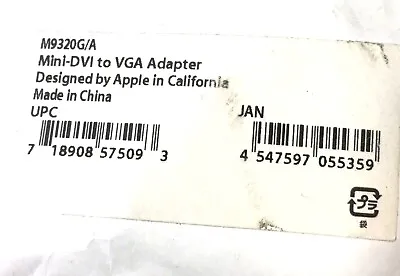 Genuine Apple Mini - DVI To VGA Adapter M9320G/A • $7.50