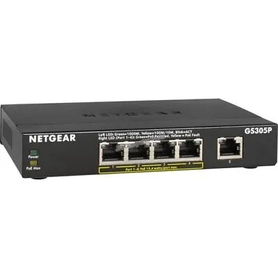 NETGEAR GS305P 5-Port Unmanaged PoE Switch - Black • $30