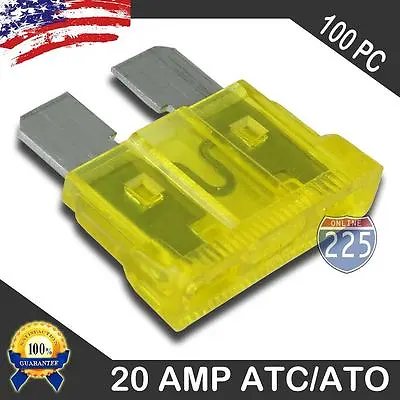 100 Pack 20 AMP ATC/ATO STANDARD Regular FUSE BLADE 20A CAR TRUCK BOAT MARINE RV • $10.95