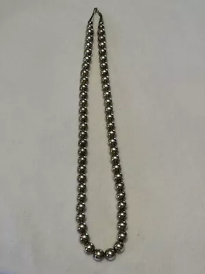 24.5  Vintage Native Navajo Sterling Silver Pearls Bead Necklace • $150