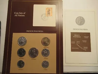 Coins Of All Nations Series French Polynesia 7 Coin Unc Set 1985 1st Day Stamp • $15