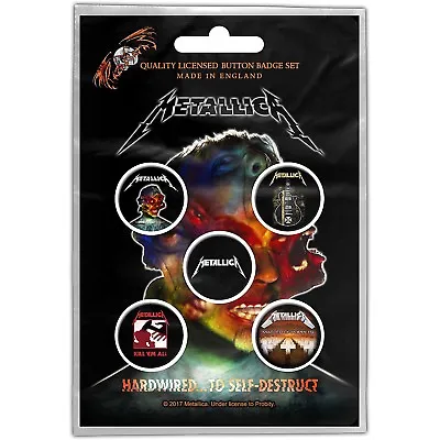 Metallica Hardwired To Self Destruct Pack Of 5 Round Pin Badges (rz)   • £4.99