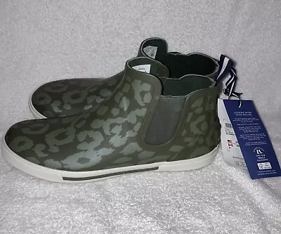 Joules Womens Rainwell Rain Boots Green Leopard Waterproof Size 9 New With Tags • $38.90
