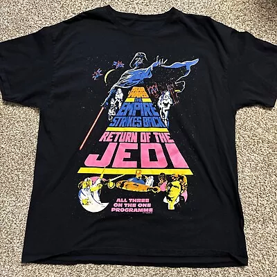 Star Wars Empire Strikes Back Return Of Jedi Neon Blacklight Shirt Retro  L XL • $7.50